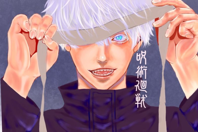 呪術廻戦の最強呪術師 五条悟 が血まみれ で不敵に笑うイメージで模写しました ネコドシブログ