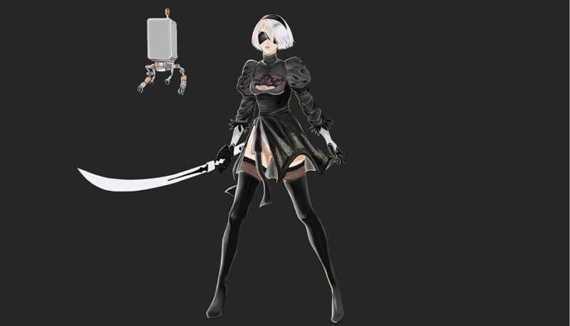 『ニーア・オートマタ』『ベヨネッタ』ゲームの主人公をモデルにしたデジタルイラスト